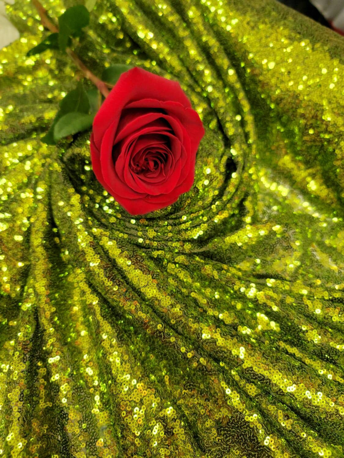 Sequin Fabric By The Yard Olive Green Glitz Sequin On Mesh Draping Clothing Decoration Background Fashion Sequin Embroidered on Stretch Mesh