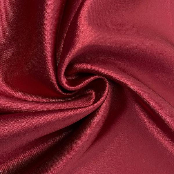 Satin Charmeuse Stretch Bridal Satin Fabric for Wedding By Yard Burgundy