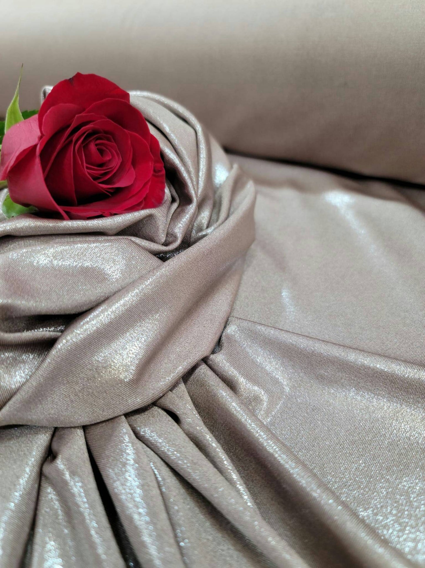 Champagne Spandex Sparkly Shimmer Glossy Stretch Fabric Sold By The Yard Gown Dress Prom Bridal Evening Dress Clothing Background