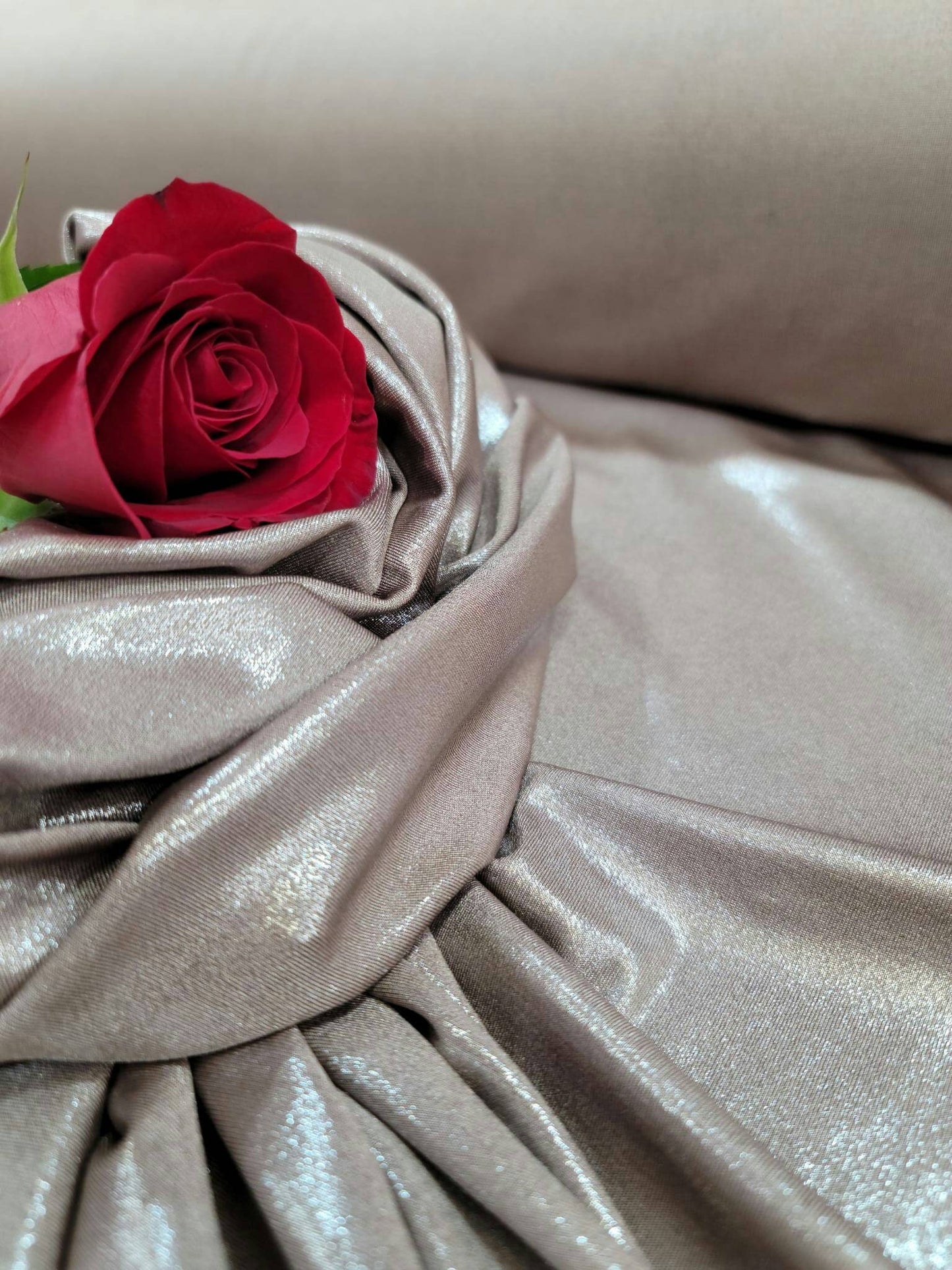 Champagne Spandex Sparkly Shimmer Glossy Stretch Fabric Sold By The Yard Gown Dress Prom Bridal Evening Dress Clothing Background