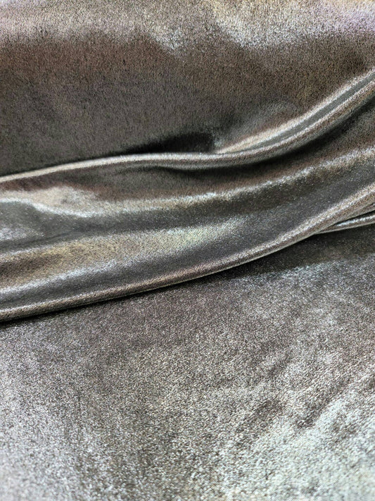 Gray 4 Way Stretch Spandex Silver Shimmer Metallic  Fabric Sold by the Yard Gown Bridal Decoration Draping Clothing