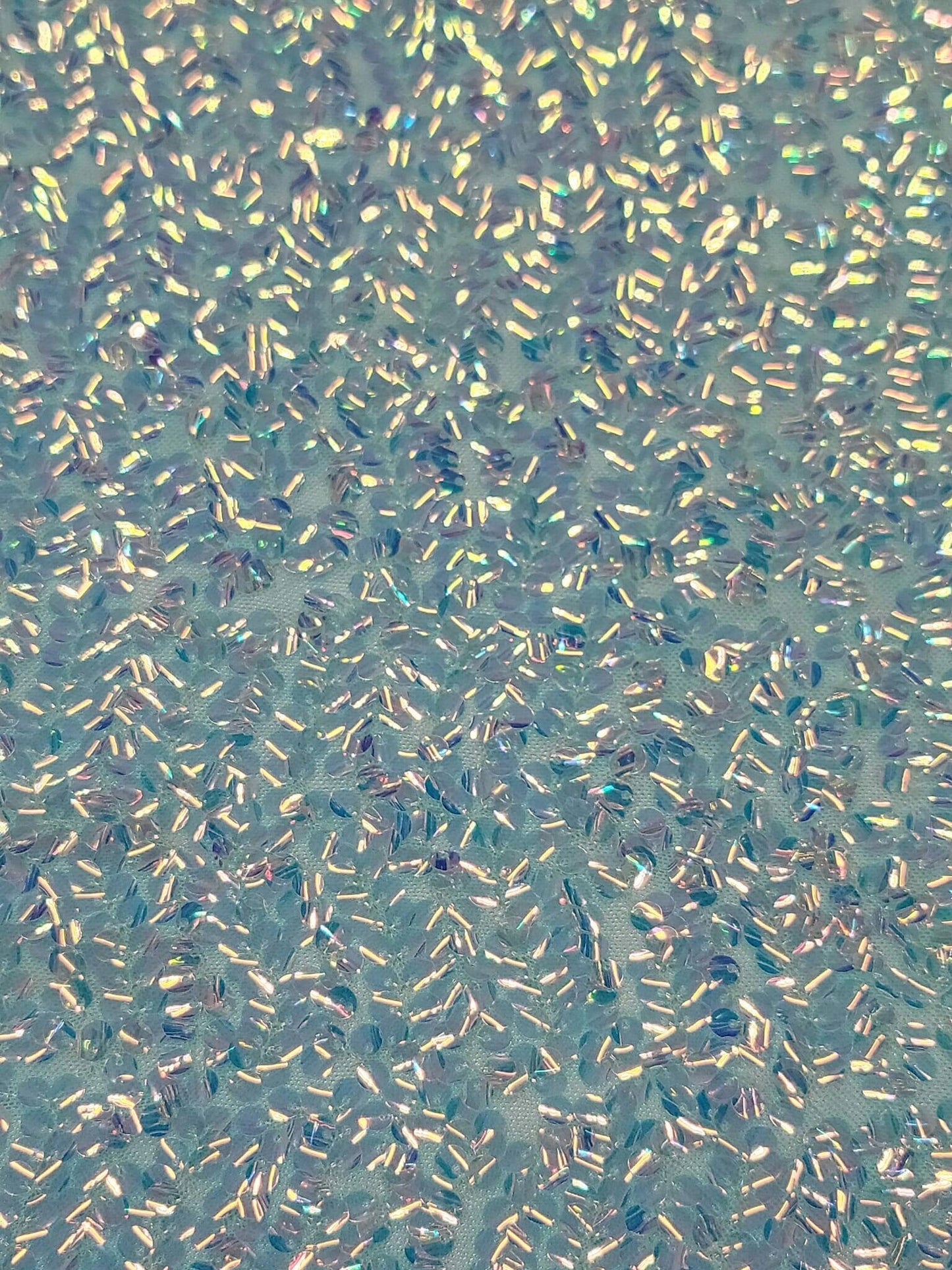 Mint Sequin Iridescent Embroidery in 4 Way Stretch Mesh Fabric By The Yard Fashion Backdrop Party Dress