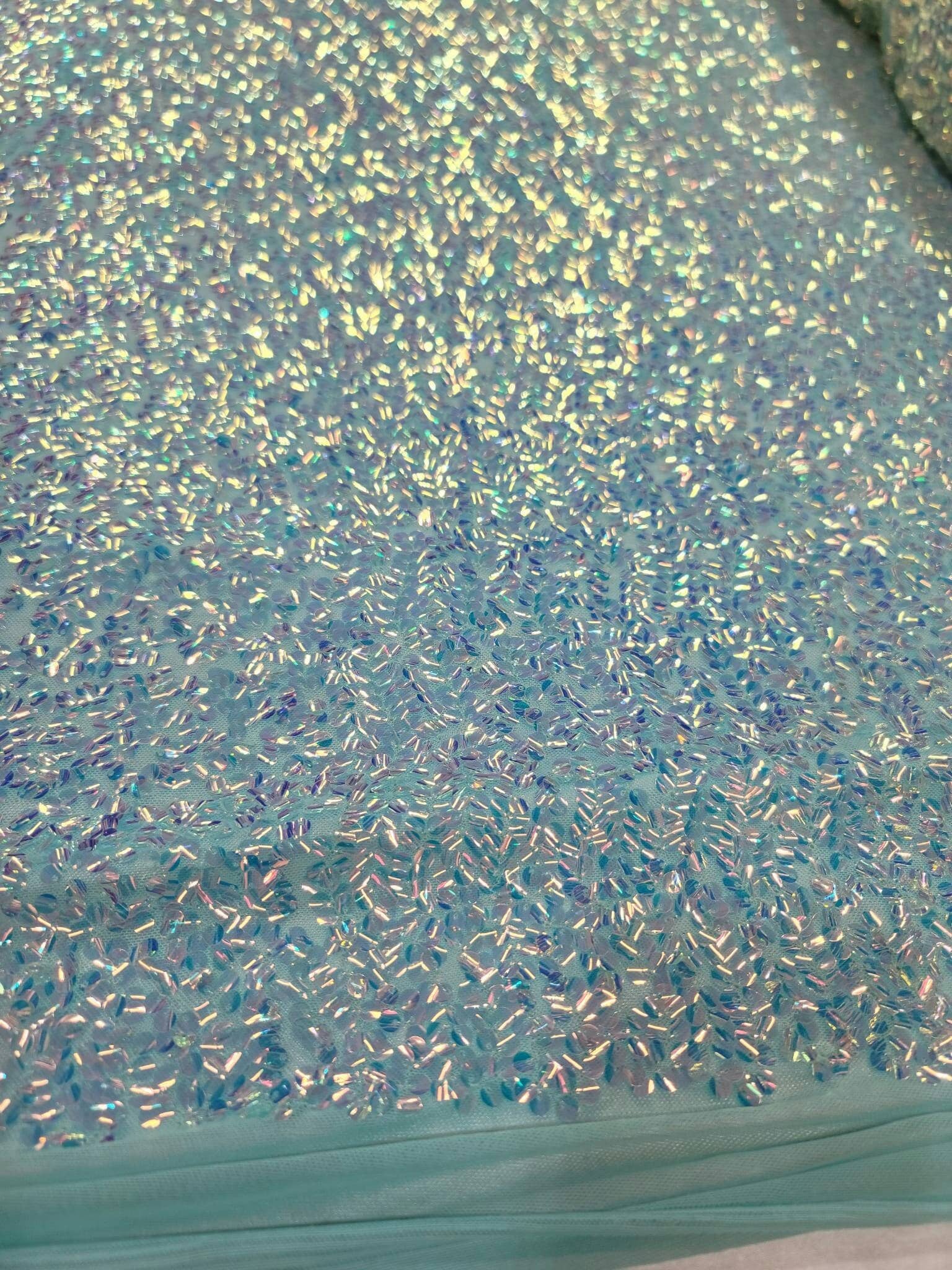 Iridescent Silver Paillette Sequins Metallic Fabric