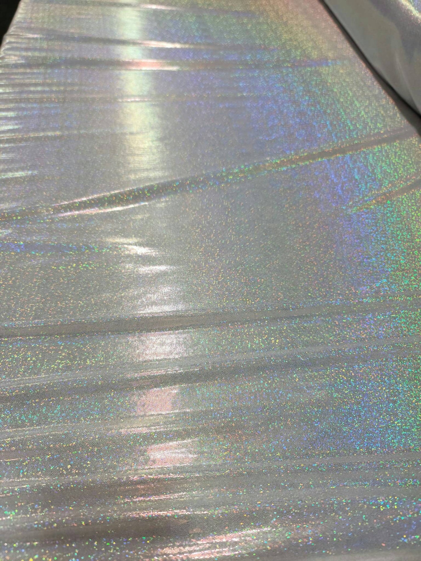 Iridescent Silver Sparkly Glitter Polyester Fabric Sold By The Yard Dress Clothing Hologram Shimmer Bridal Evening Dress Decoration Clothing