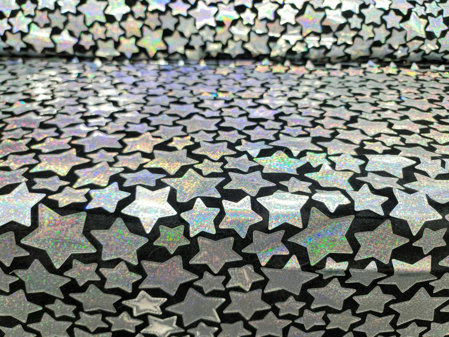 Silver Sequin Iridescent Embroidery Stars On Black Stretch Velvet Fabric By The Yard Fashion Dress Clothing Backdrop Party Dress