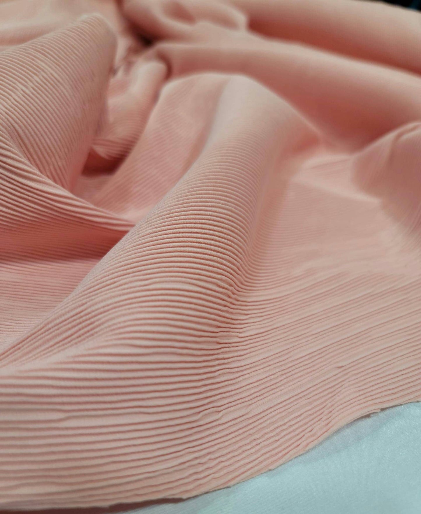 Blush Pleated Stretch Nylon Spandex Fabric Sold by the Yard Gown Quinceañera Bridal Prom Gown