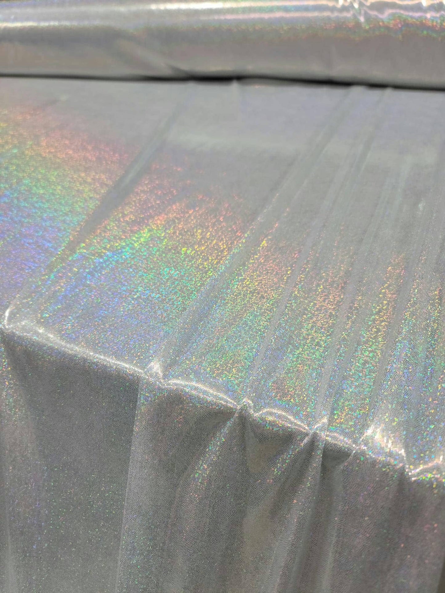 Iridescent Silver Sparkly Glitter Polyester Fabric Sold By The Yard Dress Clothing Hologram Shimmer Bridal Evening Dress Decoration Clothing