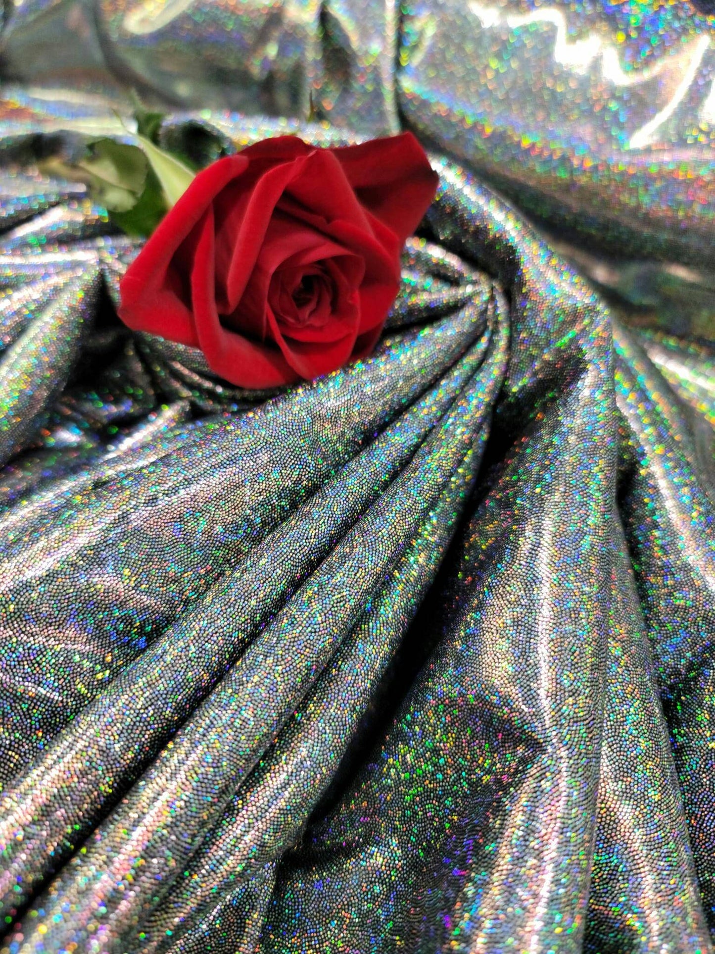 Black Glitter Sparkly Iridedcent Fabric By The Yard Fashion New Fabric Glossy Dress Clothing Elegant Luxury Hologram Glitz