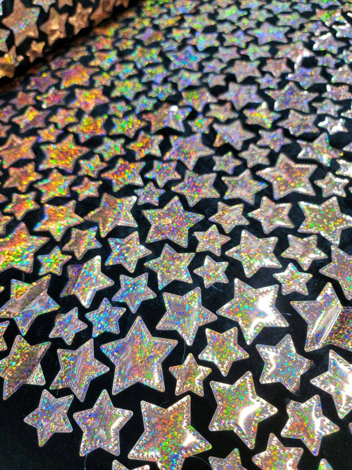 Rose Gold Stars Iridescent On Black Stretch Velvet Fabric By The Yard Clothing Decoration Christmas
