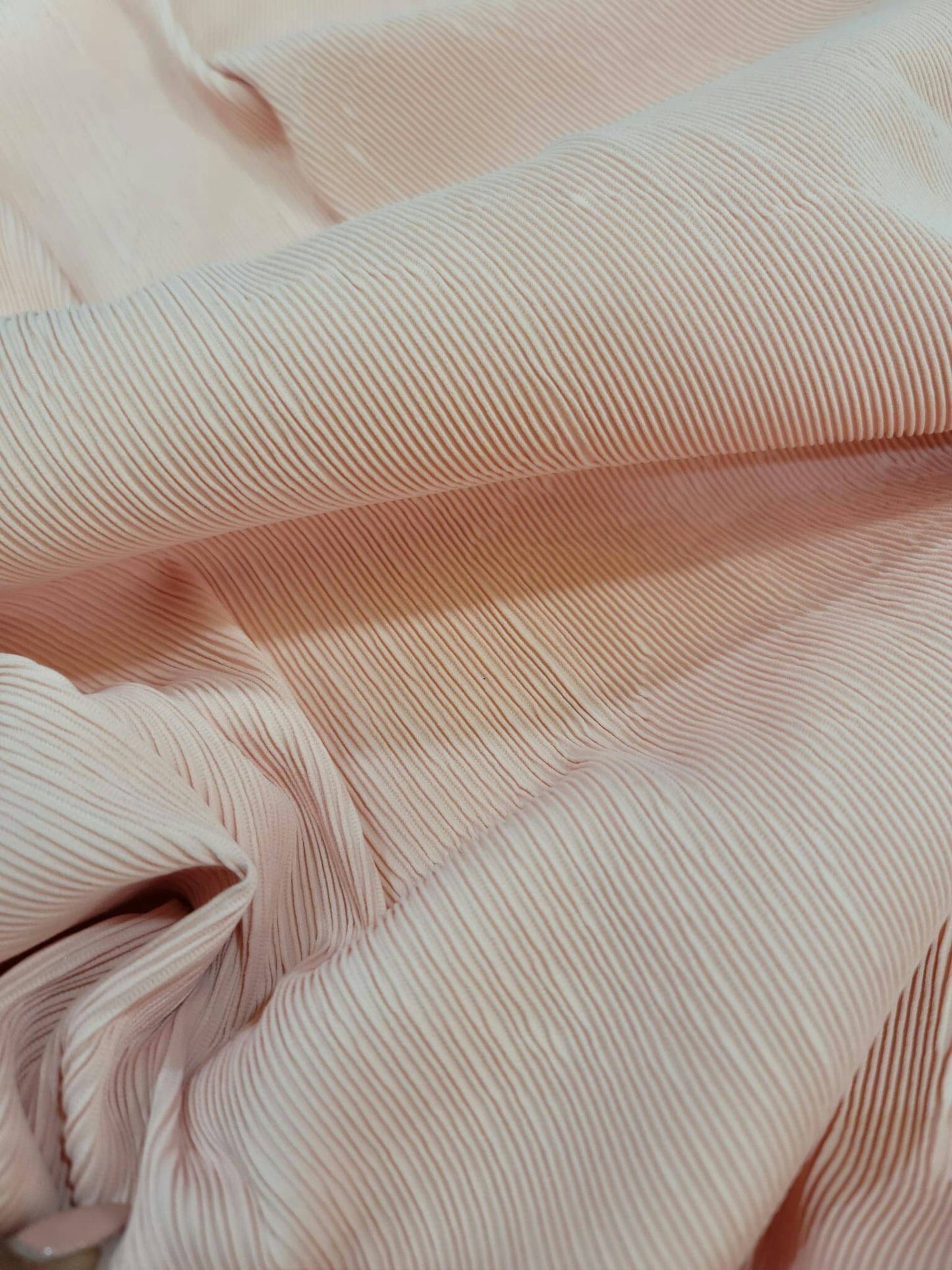 Blush Pleated Stretch Nylon Spandex Fabric Sold by the Yard Gown Quinceañera Bridal Prom Gown