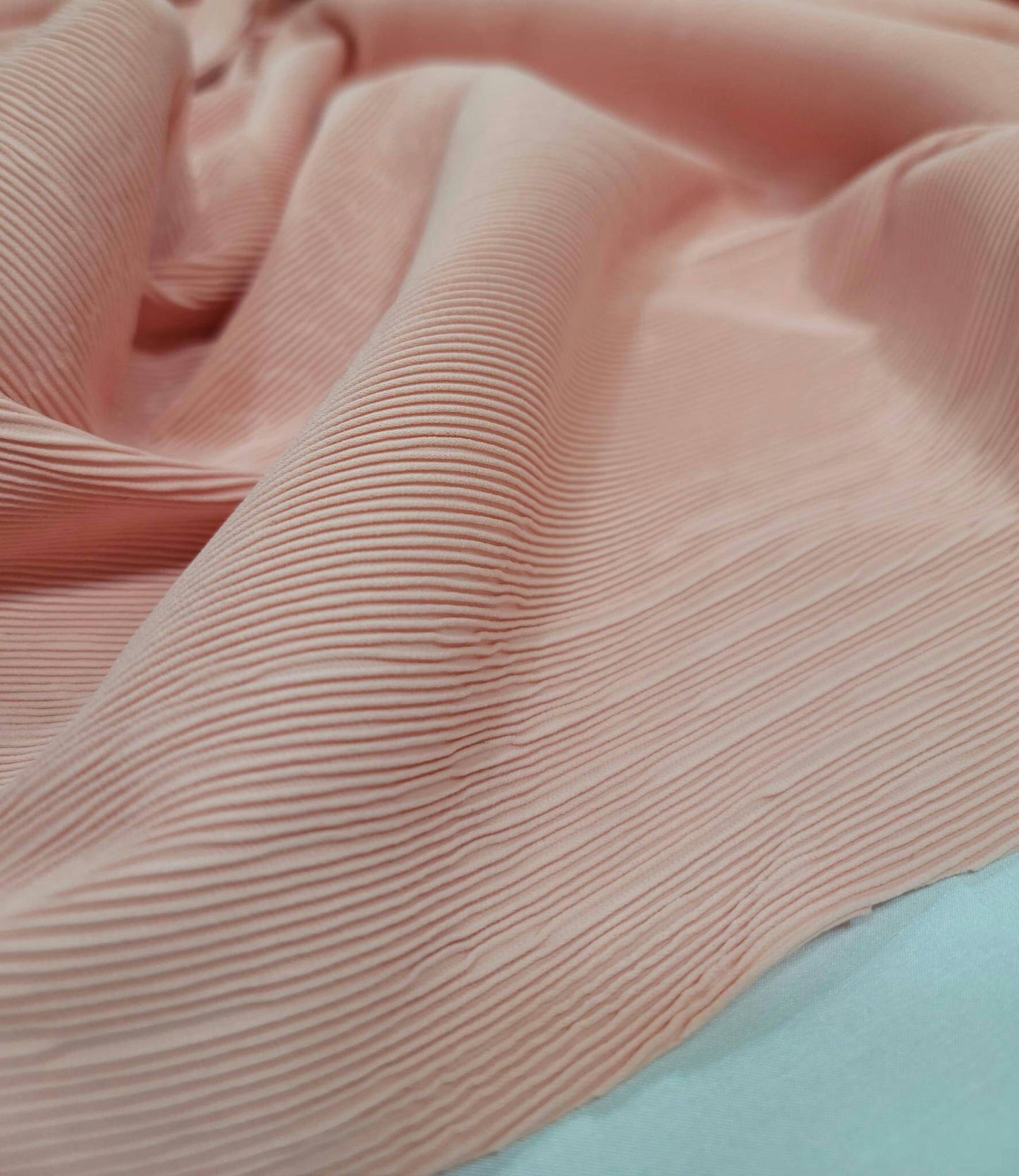 Blush Pleated Stretch Nylon Spandex Fabric Sold by the Yard Gown Quinceañera Bridal Prom Gown