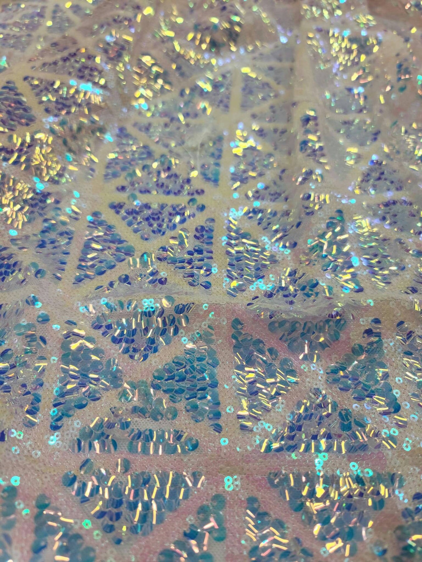 Pink Sequin on 4 Way Stretch English Mesh Fabric Sold by the Yard Gown Dancer Clothing Fashion Decoration Geometric Pattern