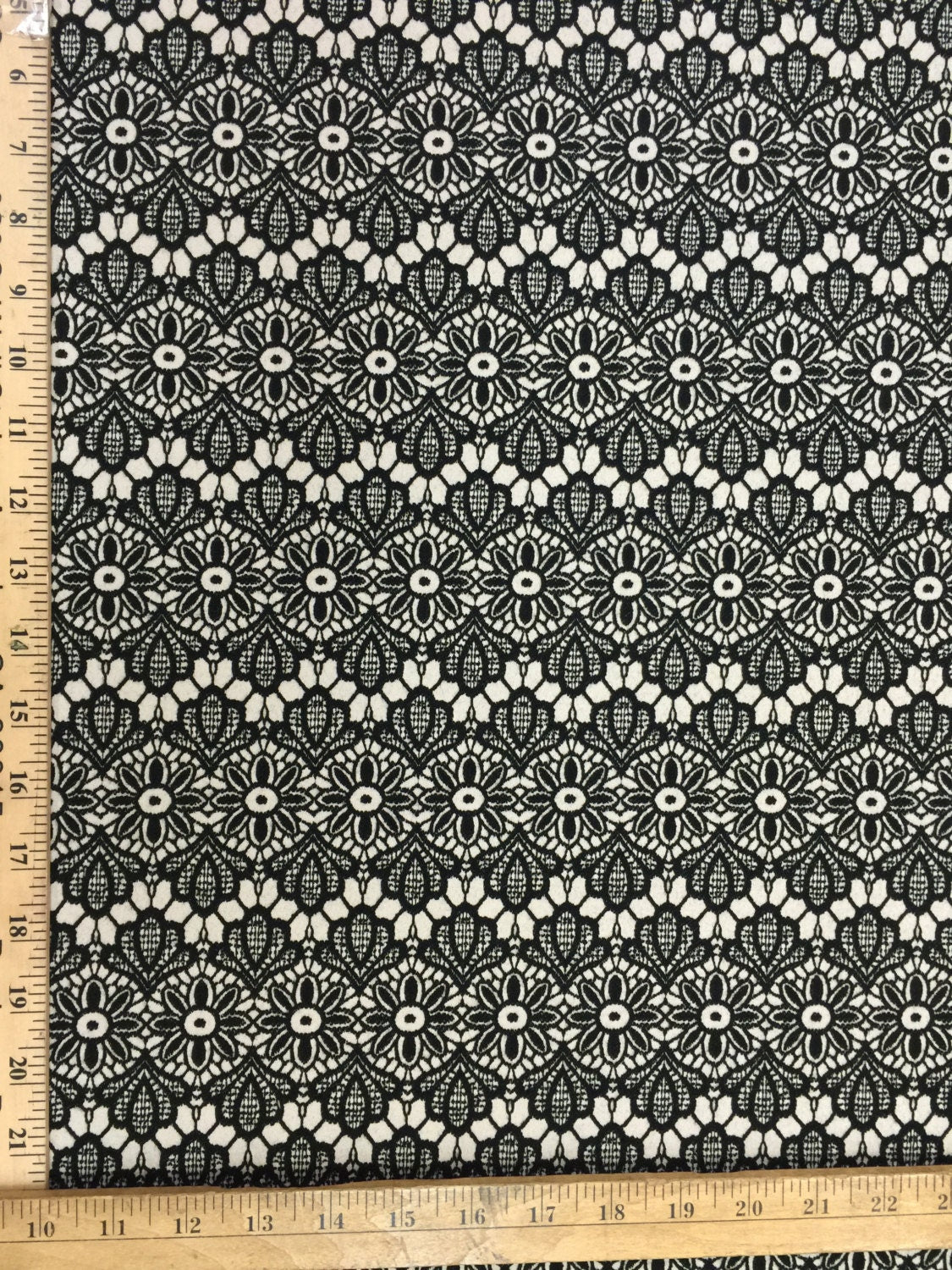 Gorgeous French Reversible cotton-nylon Off white n black Antique design 45" w Fabric by the yard