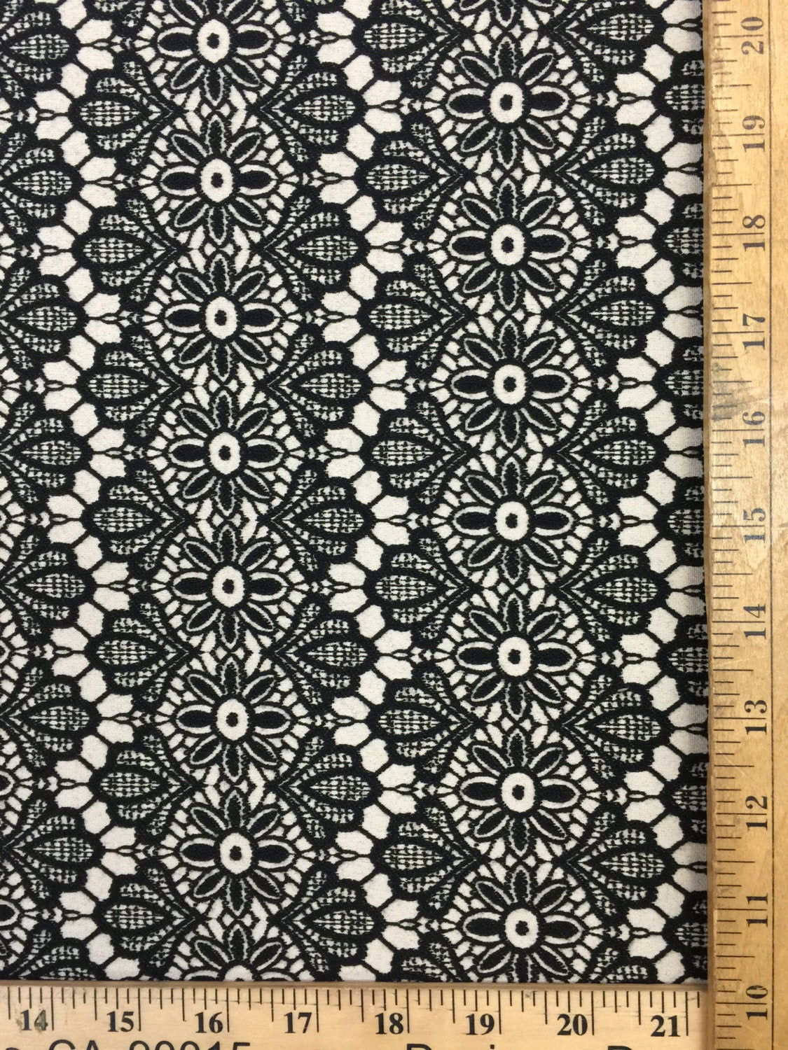 Gorgeous French Reversible cotton-nylon Off white n black Antique design 45" w Fabric by the yard