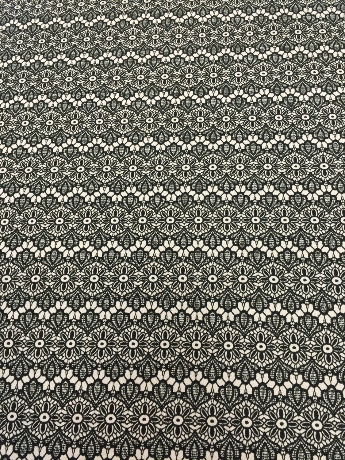 Gorgeous French Reversible cotton-nylon Off white n black Antique design 45" w Fabric by the yard