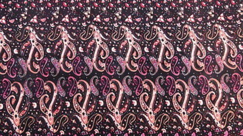 100% Rayon. Gorgeous Eurasian inspired print. Paisleys with hues of browns and fuchsia. 58-60 inches wide sold by the yard