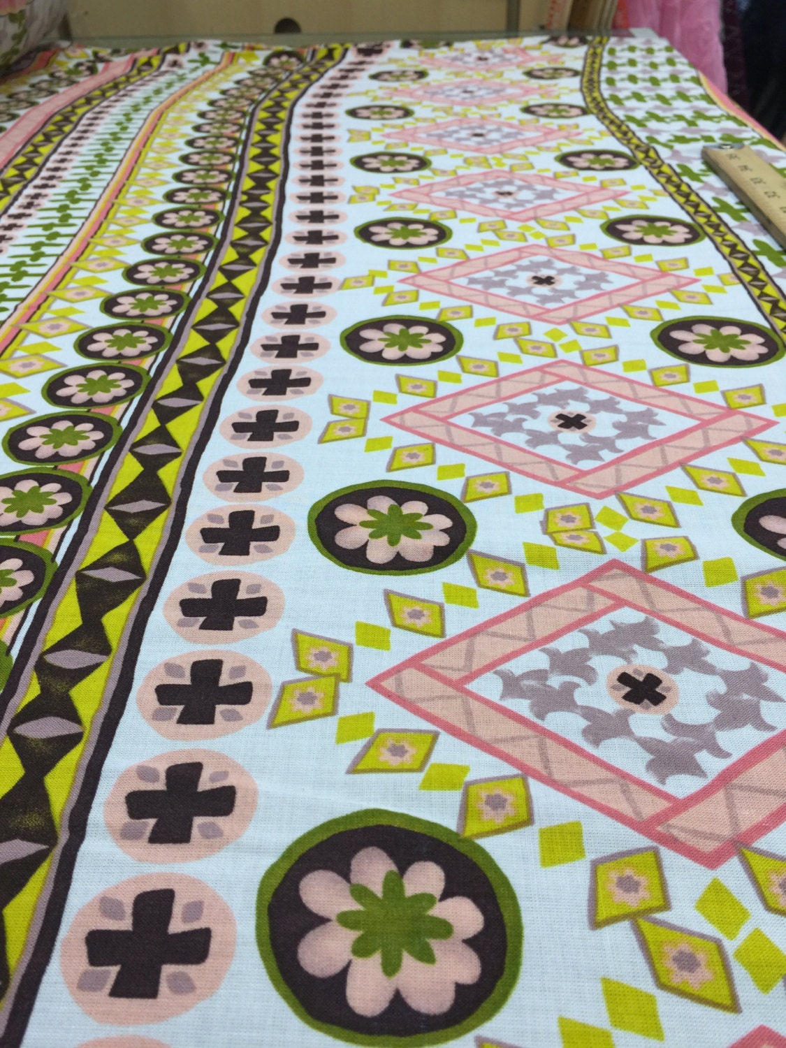 Rayon challis pastel geometric print 58 wide fabric for wedding decorations, tablecloths, curtain, panels special events, crafts kids flowy