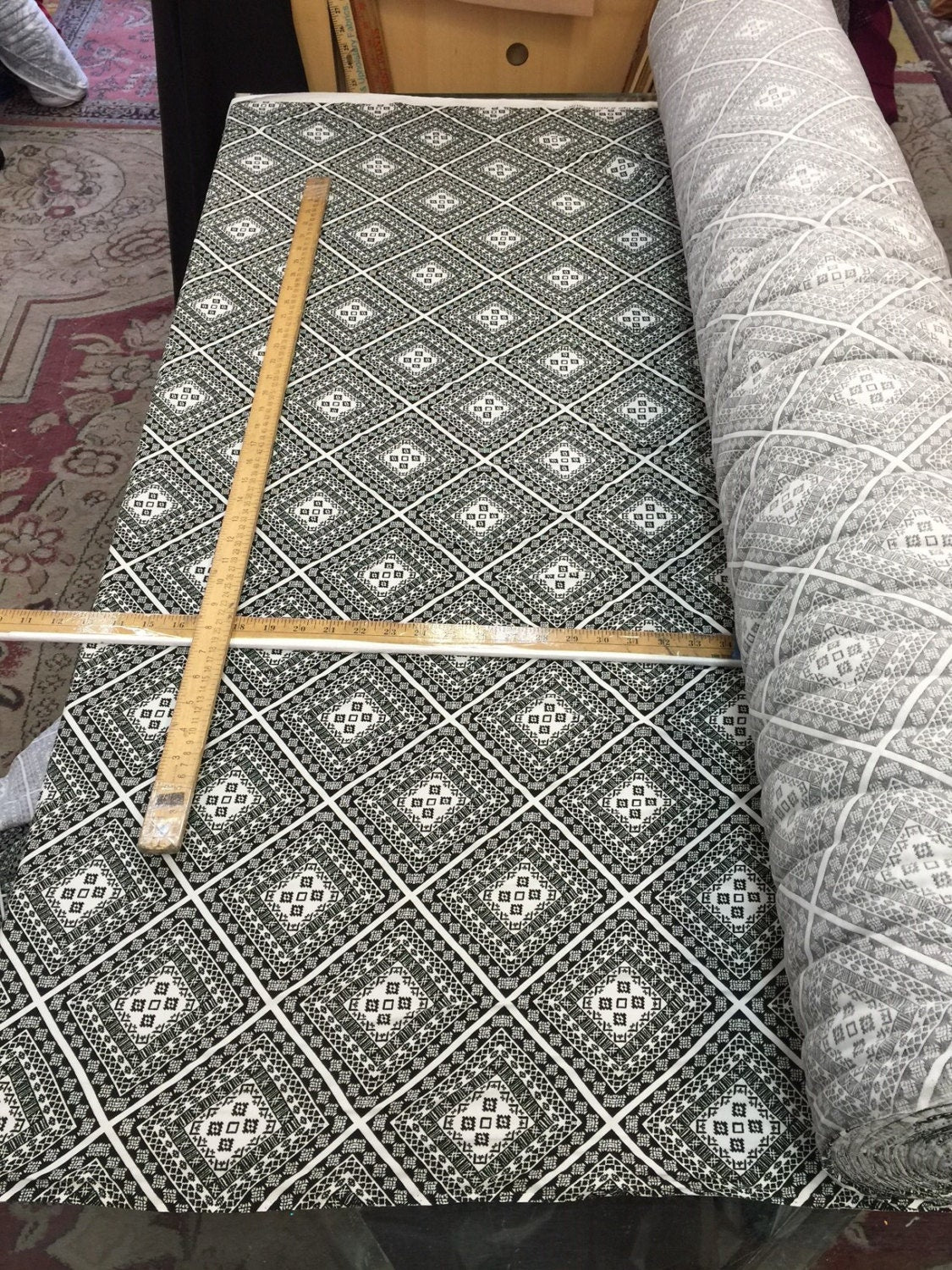 100% rayon challis black n white squares Fabric by the yard 58 inches wide fabric
