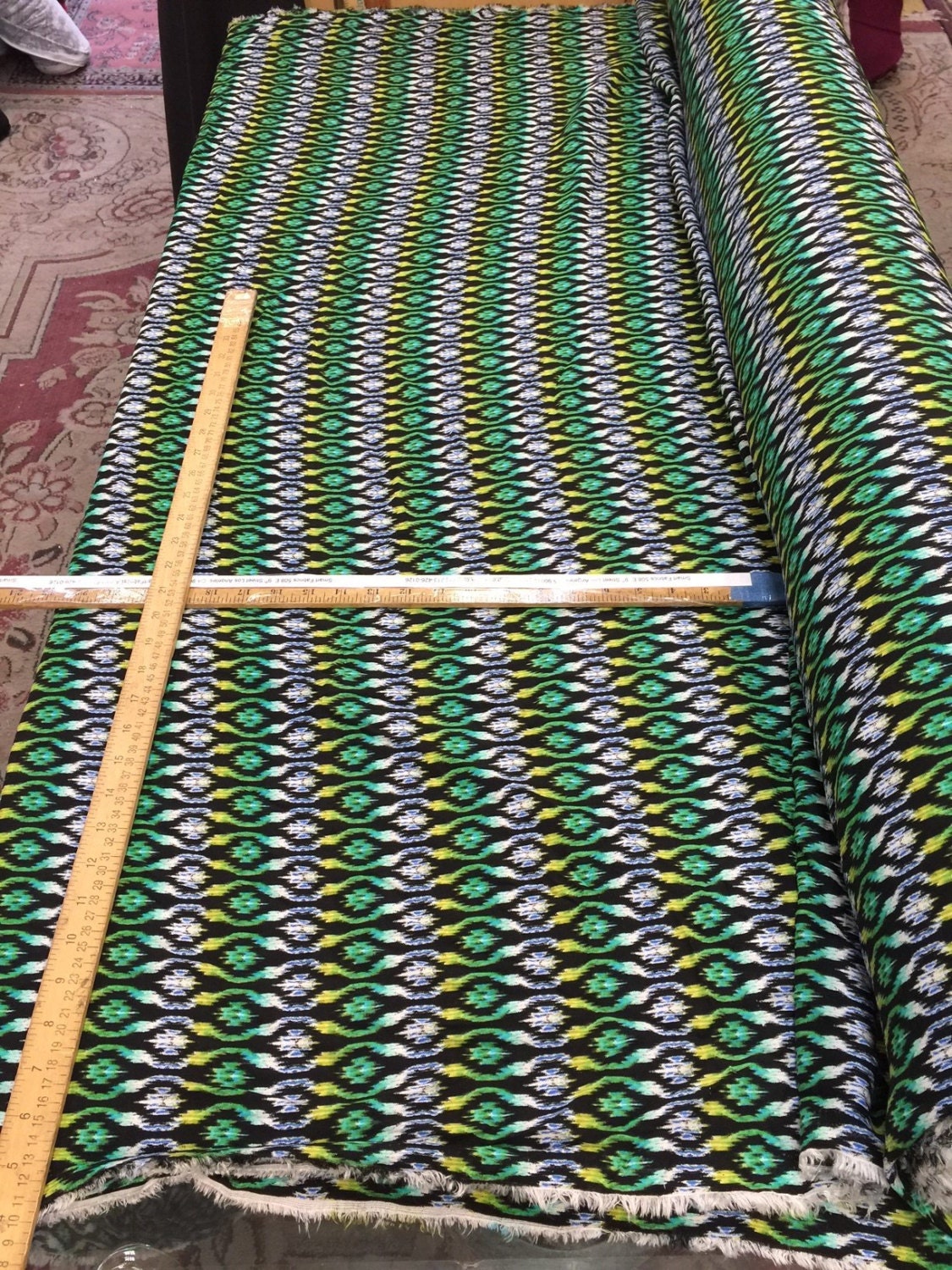 Rayon challis LIME GREEN, grey n yellow geometrical Fabric sold by the yard 58 inches width soft flowy fabric organic