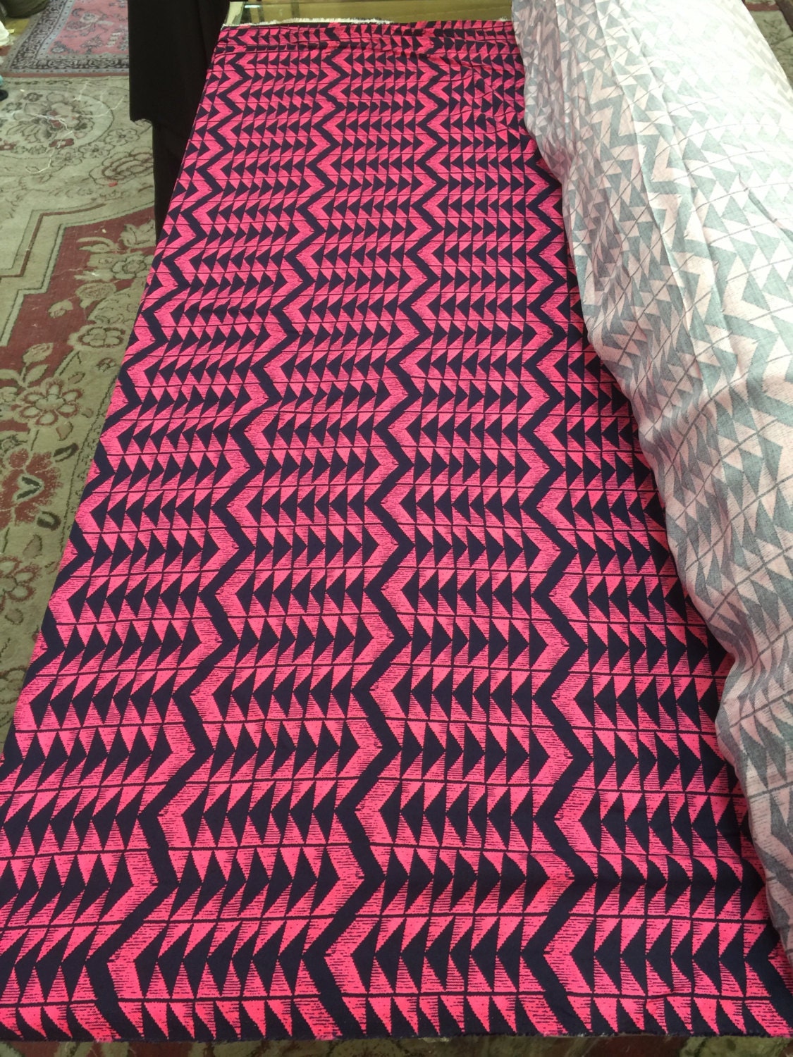 Rayon challis very soft geometric pinks and blues Fabric by the yard 58 inches wide flowy organic kids dress draping clothing decoration