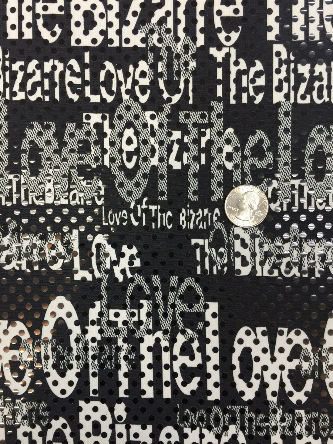Black Spandex Stretch w Glued Black Sequin Love of the Bizarre 52 inch w Fabric By The Yard Dancer Fabric 4 Way Stretch Fashion