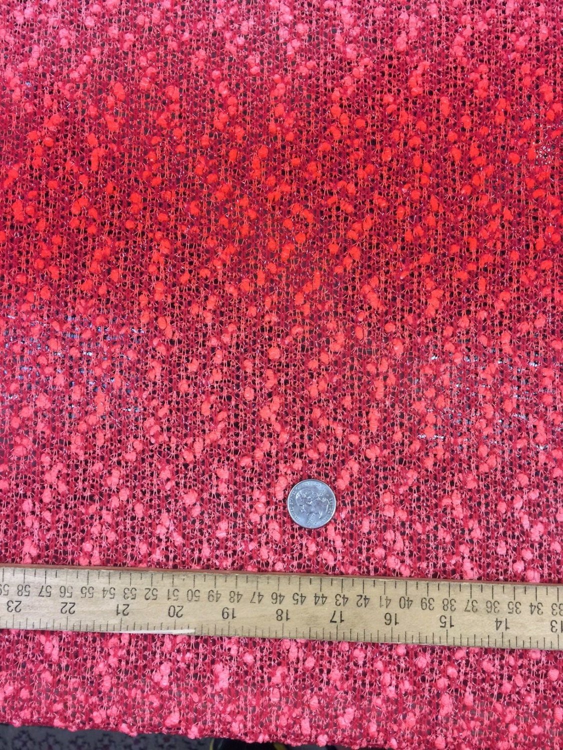 Embroidery lace crocheted Popcorn inspired Coral 50 inches w crocheted fabric sold by the yard soft