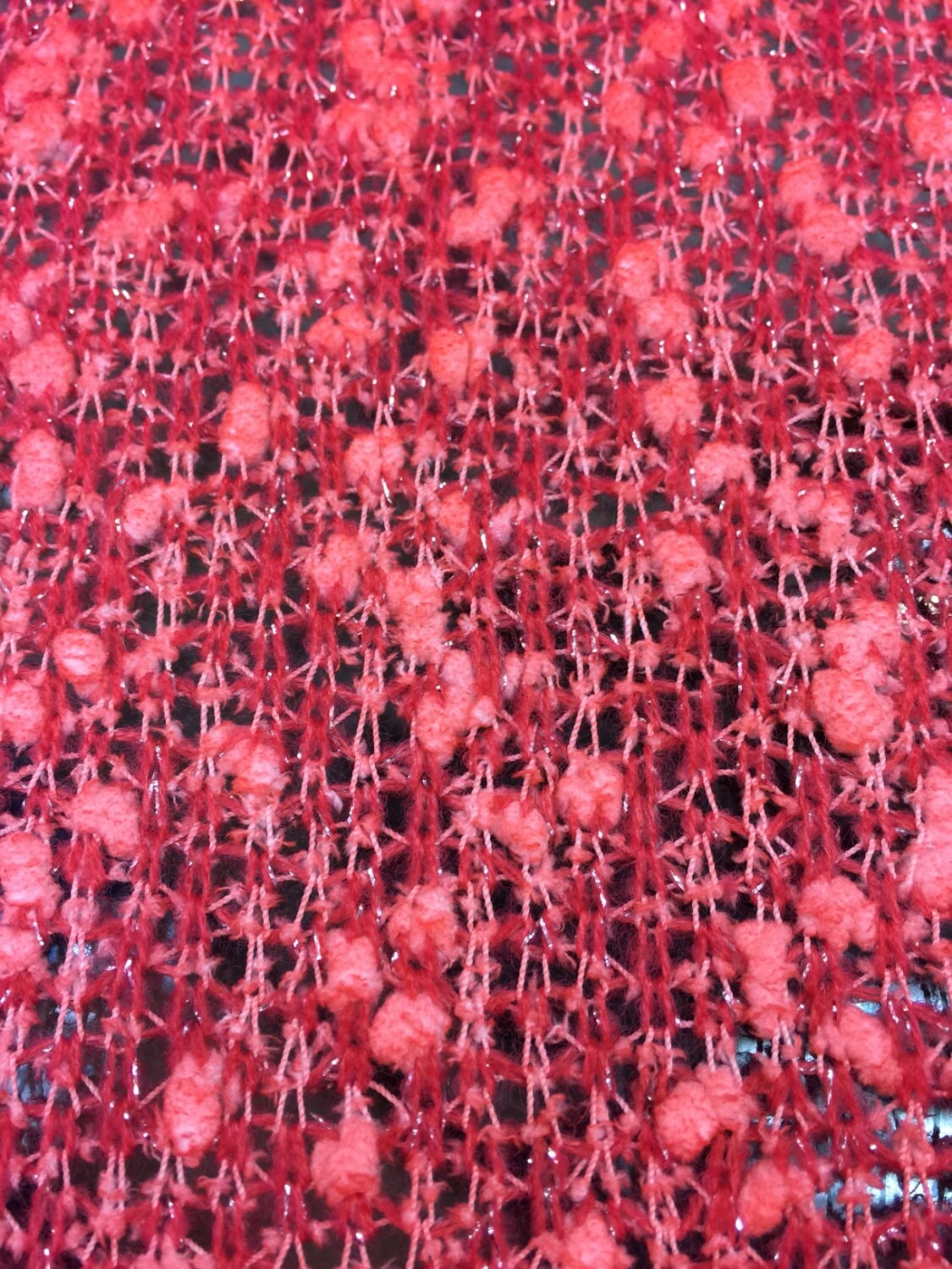 Embroidery lace crocheted Popcorn inspired Coral 50 inches w crocheted fabric sold by the yard soft