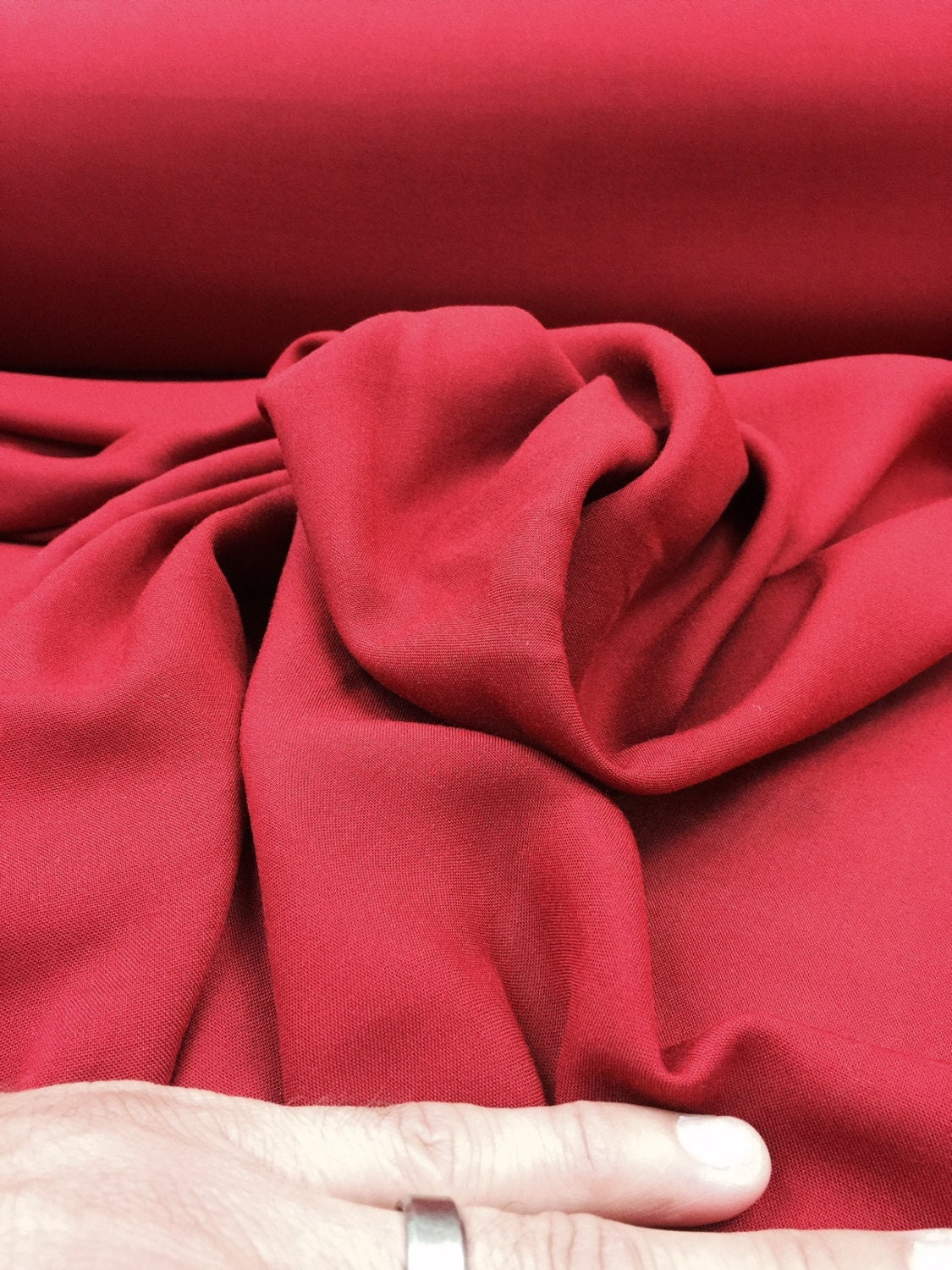Rayon challis red Vampire's kiss red 60"w soft flowy organic fabric kids dress draping clothing decoration fabric sold by the yard