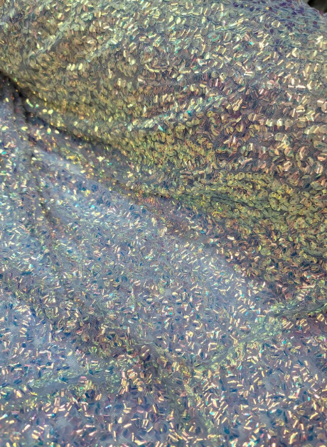 Lavender Iridescent Sequin Embroidery On Stretch Mesh Fabric By The Yard Bridal Decoration Party Clothing Lentejuelas