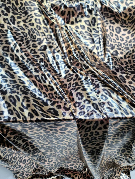 Animal Print Spandex Stretch Cheetah Metallic Foil Fabric Sold by the Yard Gown Prom Decoration