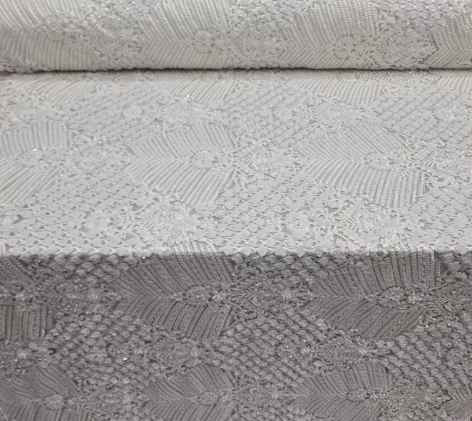 Off White Bridal Lace 3d Chiffon Floral Flowers Embroidery Lace Fabric Sold By The Yard Scalloped Wedding Dress Beaded Lace Baptism