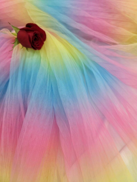 Rainbow Pleated Tulle Fabric By The Yard Gown Accordion Tulle Multicolor Fabric Clothing Backdrop