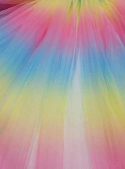 Rainbow Pleated Tulle Fabric By The Yard Gown Accordion Tulle Multicolor Fabric Clothing Backdrop