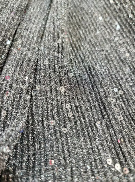 Gray Stretch Pleated Fabric By The Yard Embroidery Sequin