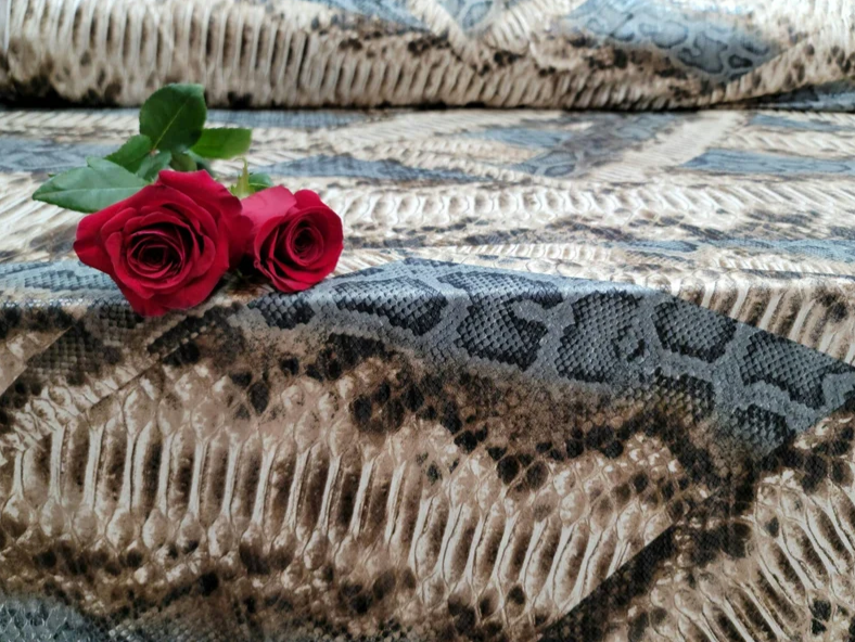 Snake Spandex Beige and Gray Animal Print Fabric By The Yard Soft Fashion Prom Draping Stretch Spandex Free shipping