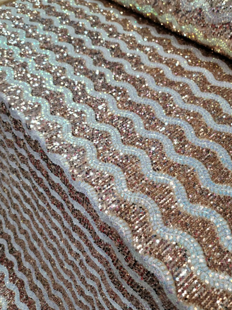 Champagne Gold Sequin Embroidery White Iridescent Sequin On Stretch Velvet Fabric By The Yard Clothing Backdrop Party Decoration