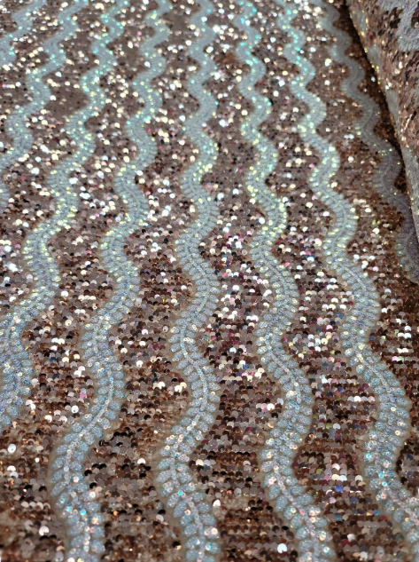 Champagne Gold Sequin Embroidery White Iridescent Sequin On Stretch Velvet Fabric By The Yard Clothing Backdrop Party Decoration