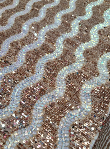 Champagne Gold Sequin Embroidery White Iridescent Sequin On Stretch Velvet Fabric By The Yard Clothing Backdrop Party Decoration