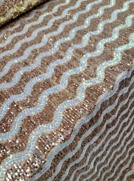 Champagne Gold Sequin Embroidery White Iridescent Sequin On Stretch Velvet Fabric By The Yard Clothing Backdrop Party Decoration