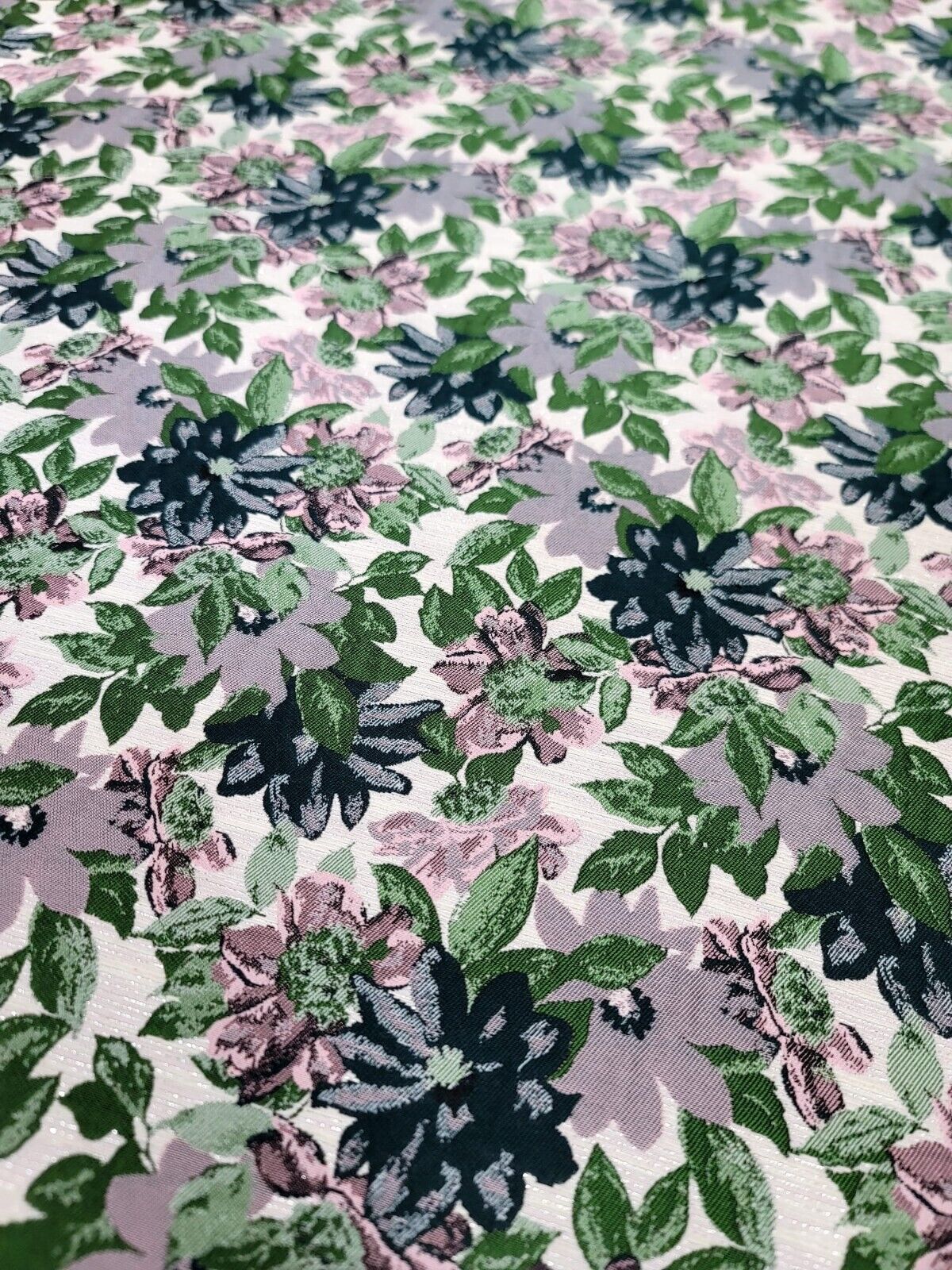 Mauve Green Floral Bridge Chenille Brocade Fabric - 60" Width - Sold by the Yard for Upholstery