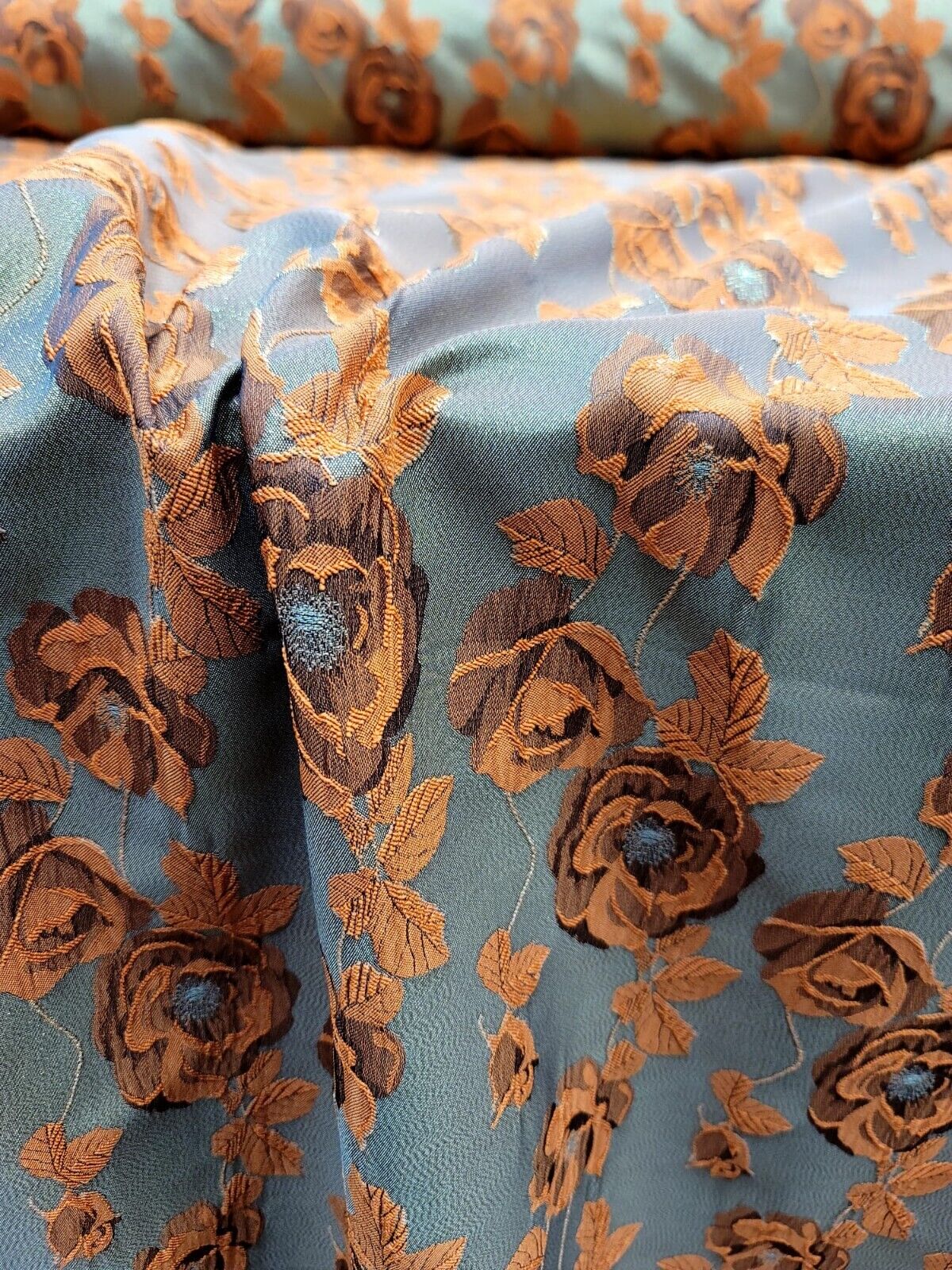 ORANGE GOLD Floral Brocade Fabric (60 in.) Sold By The Yard