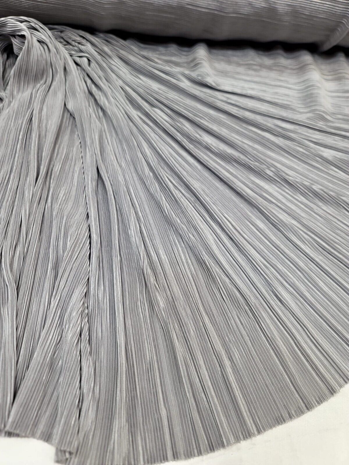 Pleated Fabric Sold By The Yard Silver Textured Fabric For Dress Prom Bridal