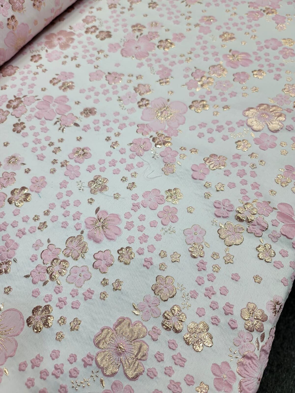 Pink and Gold Floral Brocade Fabric by the Yard - Stunning Rose Gold Metallic - Perfect for Elegance and Fashion