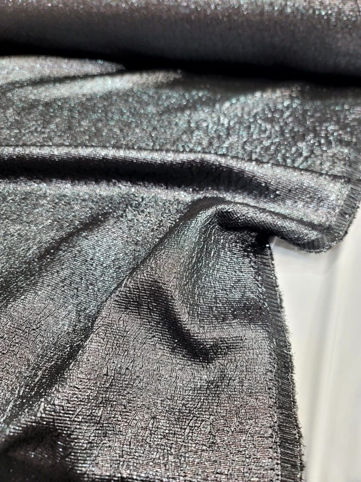 Charcoal Gray Metallic Brocade Jacquard Fabric - Sold by the Yard - Dress Gown Embossed