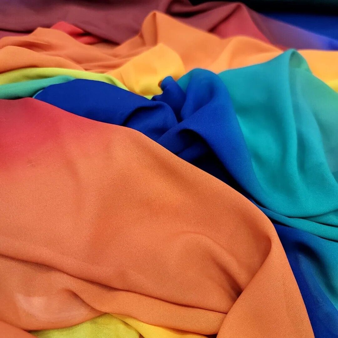 Multicolor Chiffon Rainbow Sheer Fabric - 60" Width - Sold by the Yard - For Dress Draping