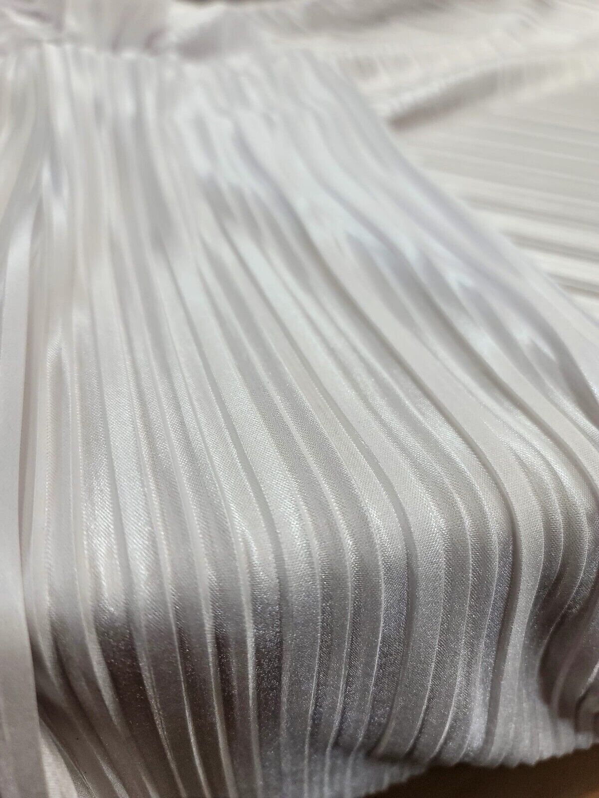 White Pleated Stretch Fashion Fabric - Sold by the Yard