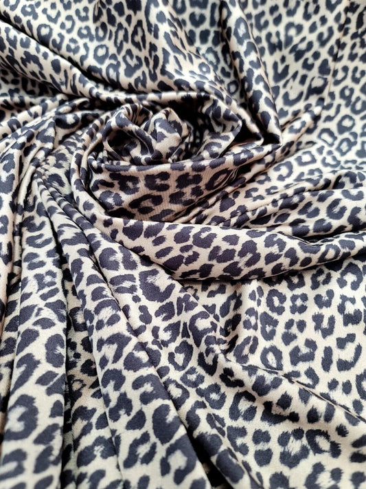 Wild Animal Cheetah Fabric - Sold By the Yard - Stretch Spandex - Animal Print - Black/Brown