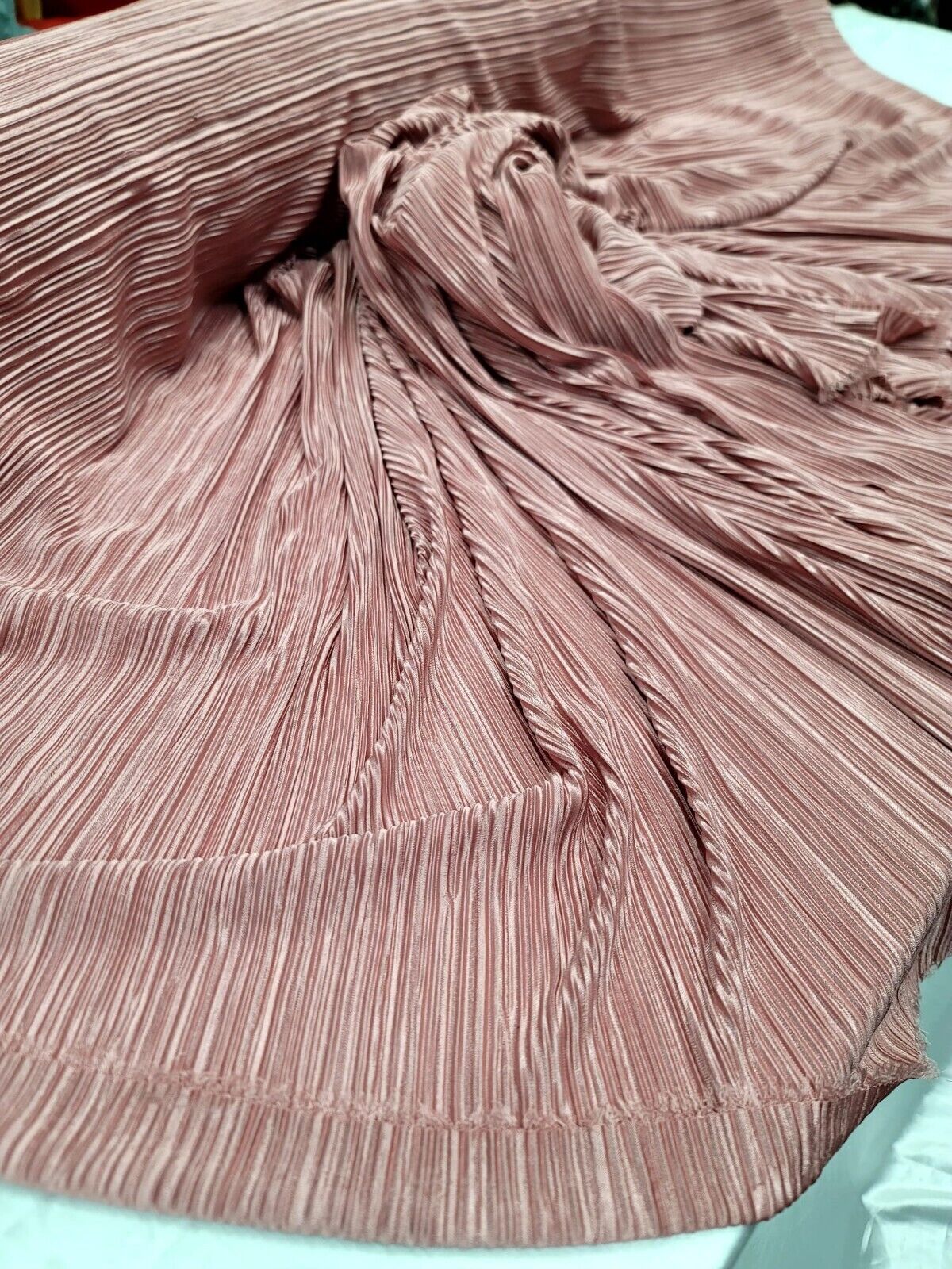 Pleated Pink Dusty Rose Fabric 55” Width Sold By The Yard For Dress Prom Brid