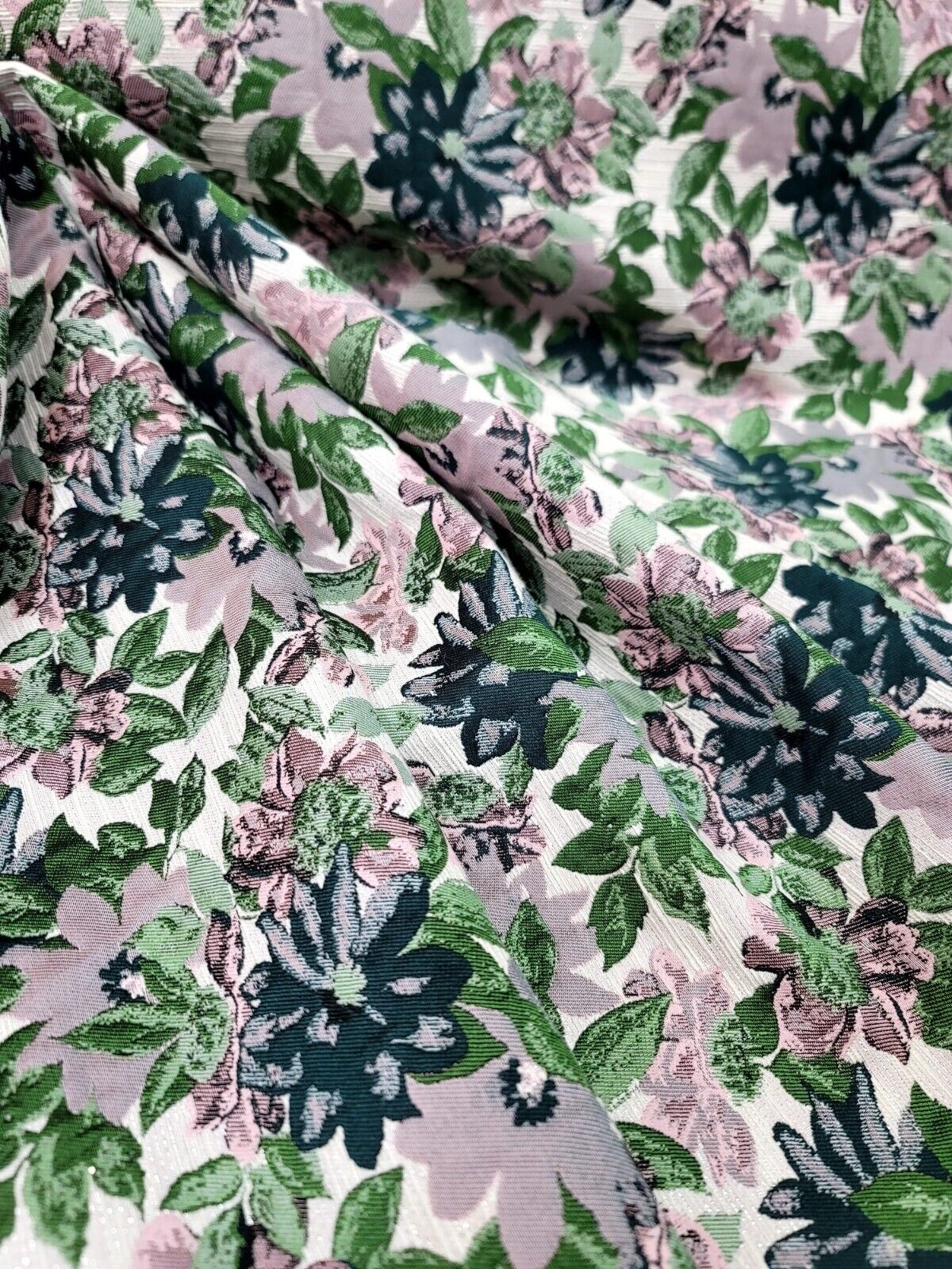 Mauve Green Floral Bridge Chenille Brocade Fabric - 60" Width - Sold by the Yard for Upholstery