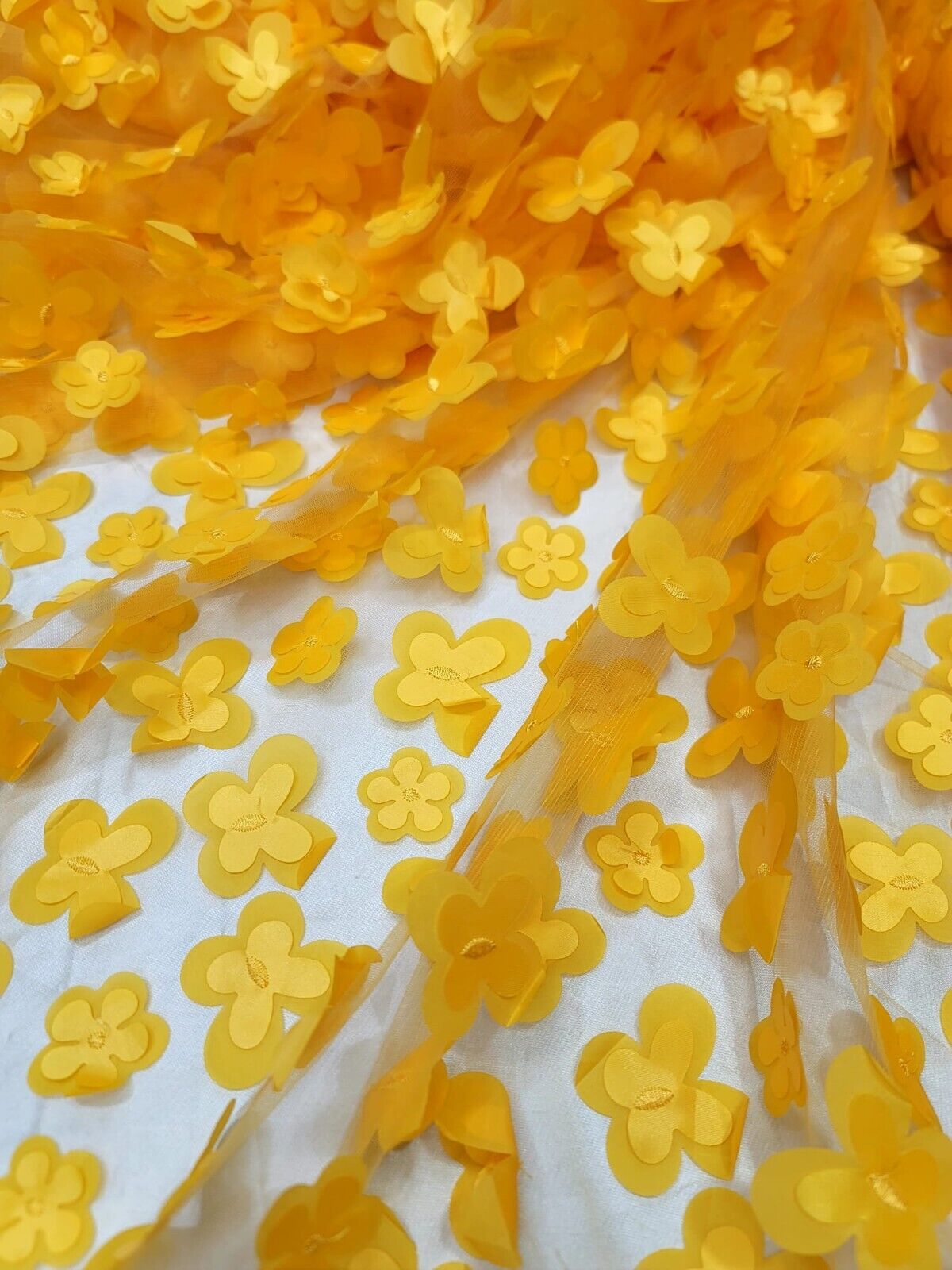 3D Flower Lace Yellow Flower Fabrics By Yard 3d Butterflies Prom Quinceañera